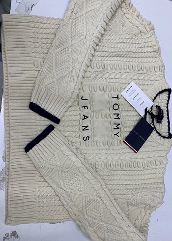 Nakışlı Bej Örgü Kadın Triko - Görsel 6