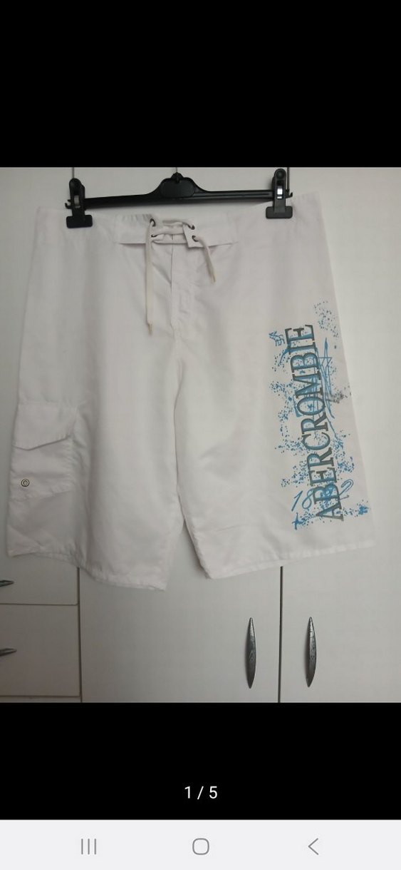 Beyaz Baskılı Erkek Mini Şort - Görsel 2