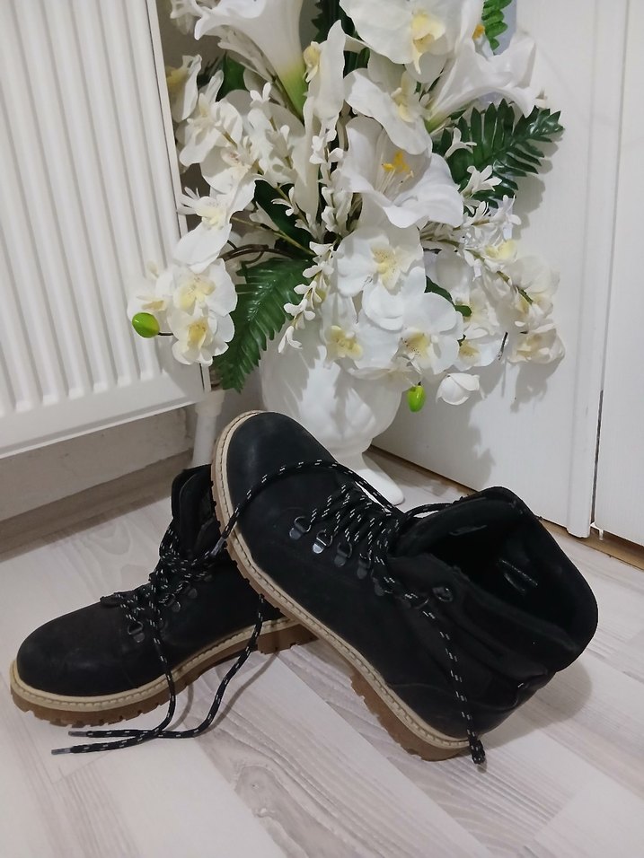 Siyah Bağcıklı Erkek Street Style Bot - Görsel 3