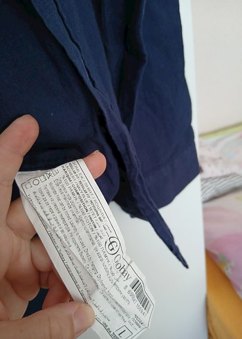 l Beden Lacivert Uzun Kollu Keten Erkek Gömlek