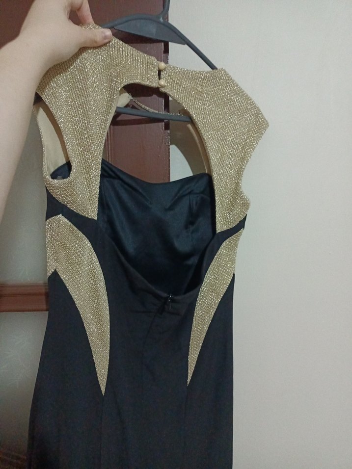 Siyah Drapeli Uzun Abiye Elbise - Görsel 3