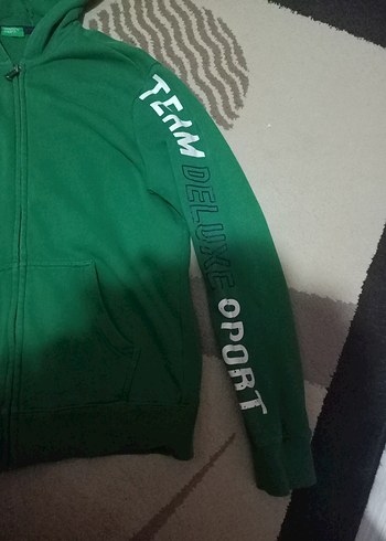 Benetton Erkek Çocuk Kapşonlu Yeşil Hırka - Görsel 3