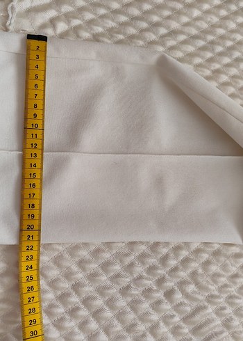 Beyaz Kemerli Midi Kadın Kumaş Pantolon - Görsel 8