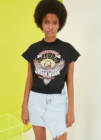 Trendyol Siyah Baskılı T-shirt