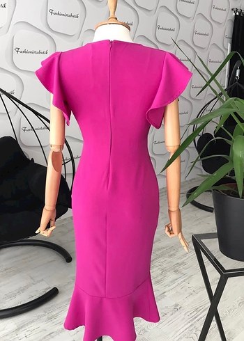 m Beden pembe Renk Pembe Drapeli Mini Kalem Elbise