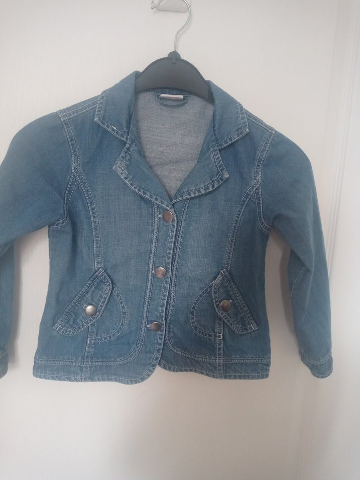 Kız Çocuk Düğmeli Kot Ceket - Görsel 4