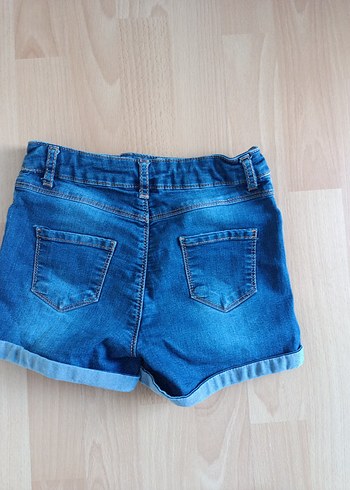 Düğmeli Mavi Kız Denim Mini Şort