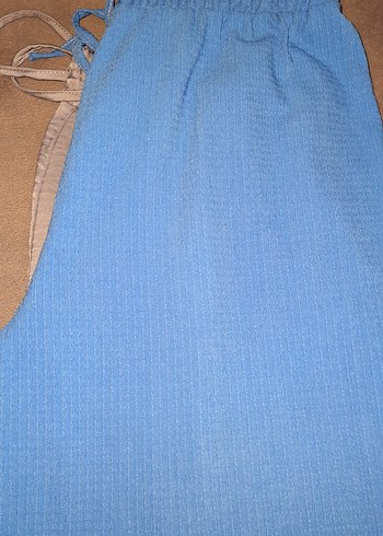 Mavi Piliseli Kadın Kumaş Pantolon - Görsel 2