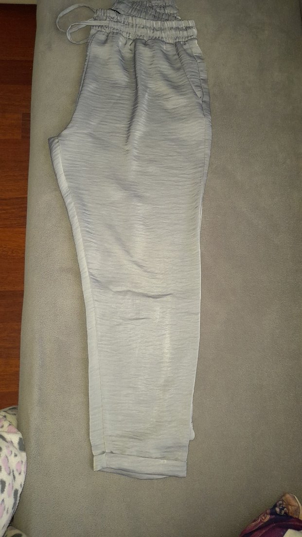 Gri saten Salaş Kadın Pantolon - Görsel 3