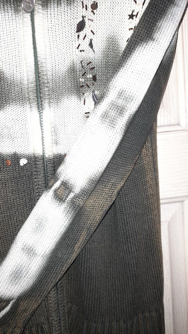 Gri Batik Desenli Kadın Triko Hırka - Görsel 2