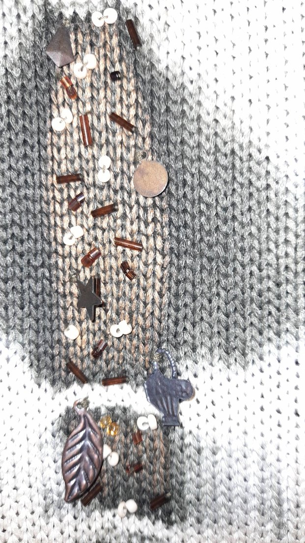 Gri Batik Desenli Kadın Triko Hırka - Görsel 3