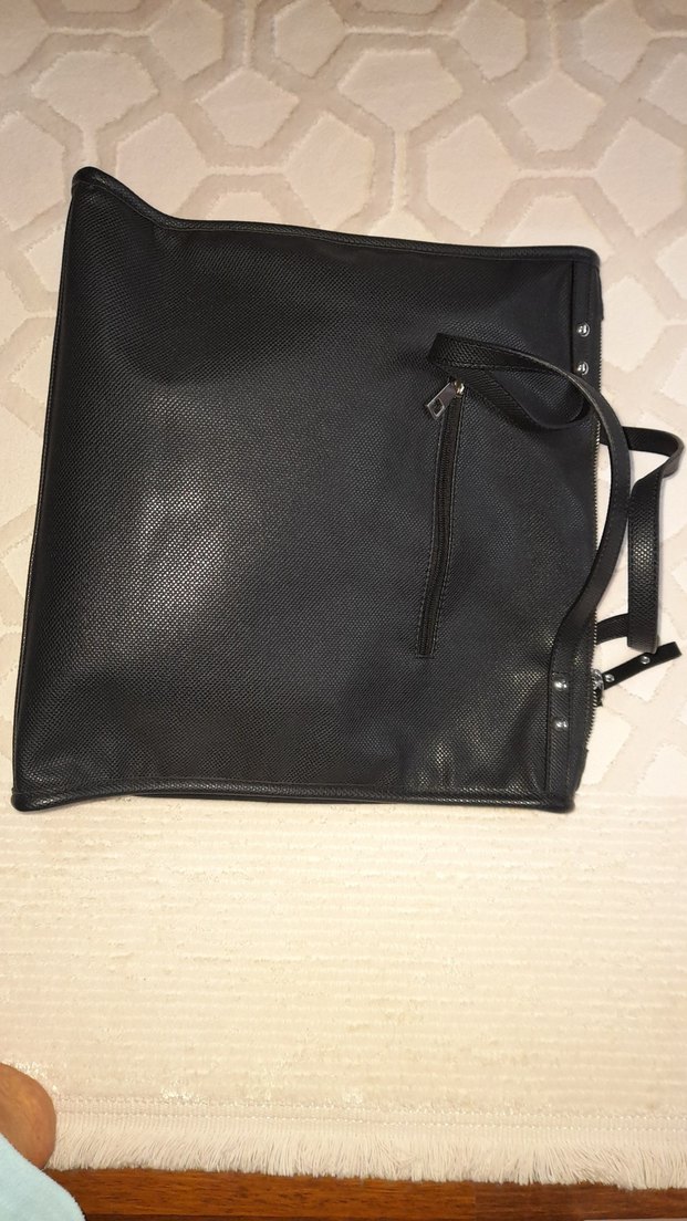 Siyah Süet Fermuarlı Gotik Kadın Çanta - Görsel 2