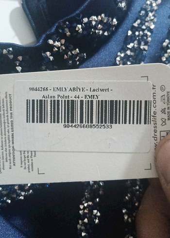 Uzun Kollu Drapeli Lacivert Kadın Abiye Elbise - Görsel 6