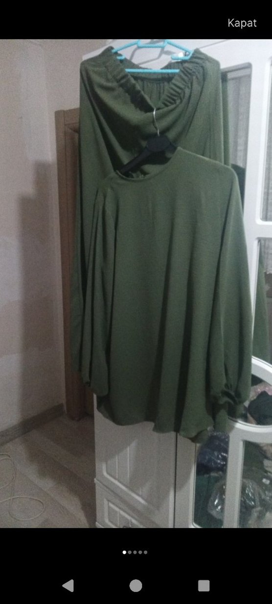 Kadın Haki Uzun Kollu Salaş Tunik - Görsel 3