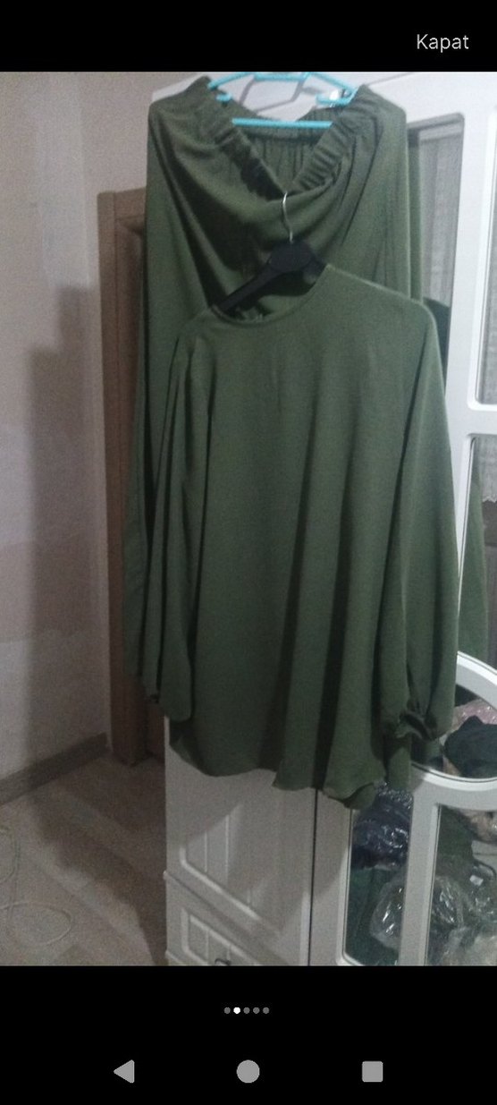 Kadın Haki Renk Uzun Boğazlı Salaş Tunik - Görsel 2