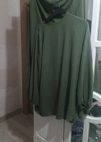 Kadın Haki Uzun Tunik, Boğazlı, Salaş - Görsel 2