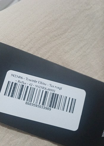 Gri Uzun Kollu Salaş Keten Elbise - Görsel 4