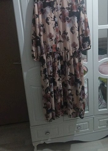 Uzun Kol Çiçek Desenli Bohem Elbise - Görsel 3