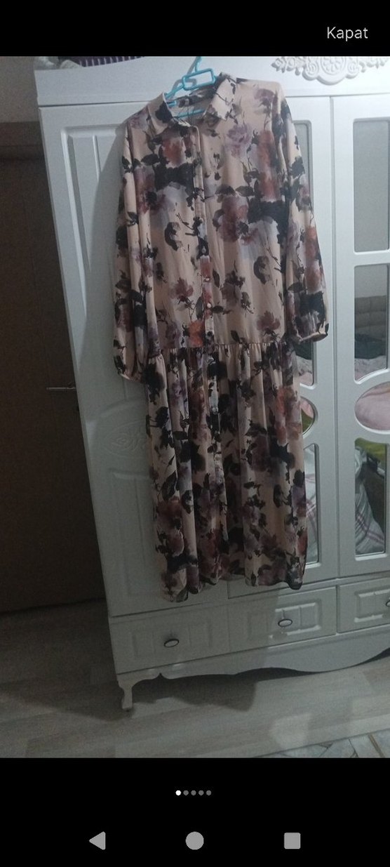 Uzun Kol Çiçek Desenli Bohem Elbise - Görsel 3