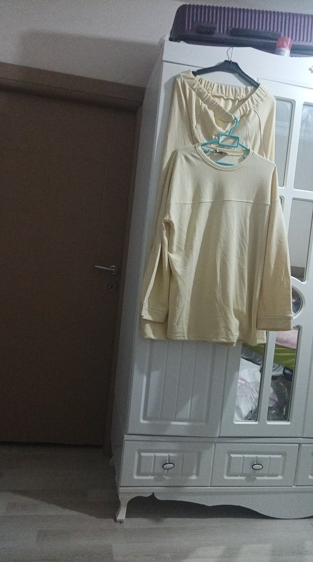 sari Uzun Kollu geniş tunik - Görsel 2