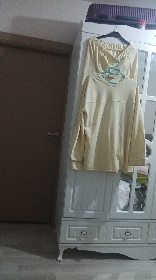 sari Uzun Kollu geniş tunik - Görsel 3