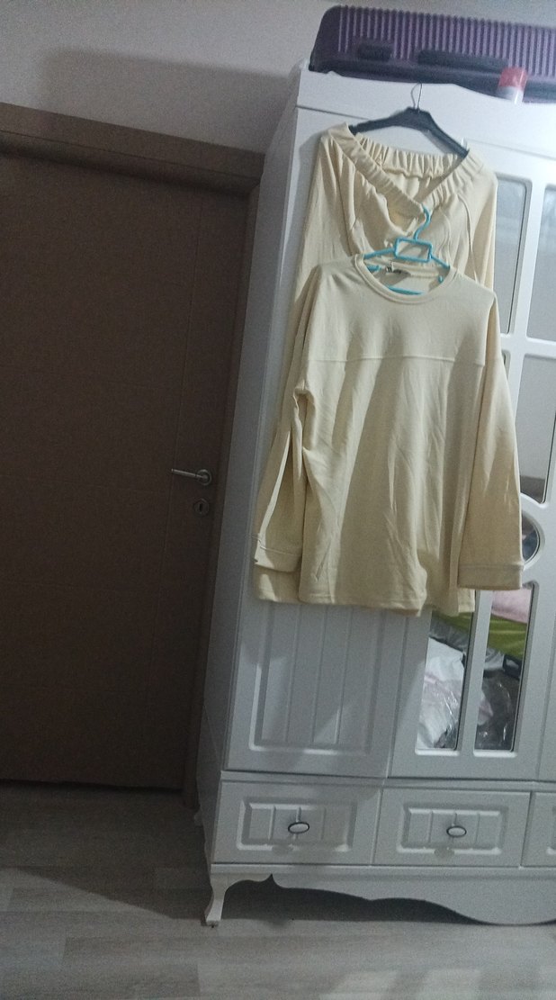 sari Uzun Kollu geniş tunik - Görsel 4