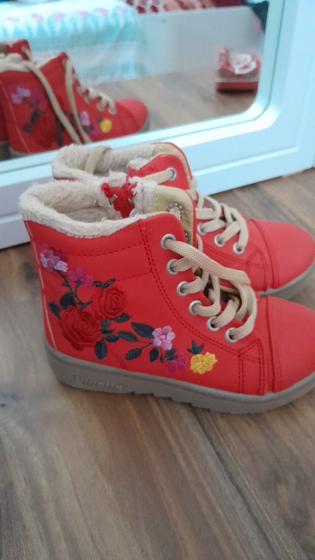 KİNETİX Çocuk Kırmızı Nakışlı Kürklü Bot - Görsel 2