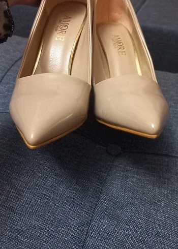 Bej Topuklu Stiletto Kadın Ayakkabı - Görsel 5