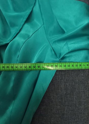 Turkuaz Saten Uzun Kollu Volanlı sabahlık - Görsel 5