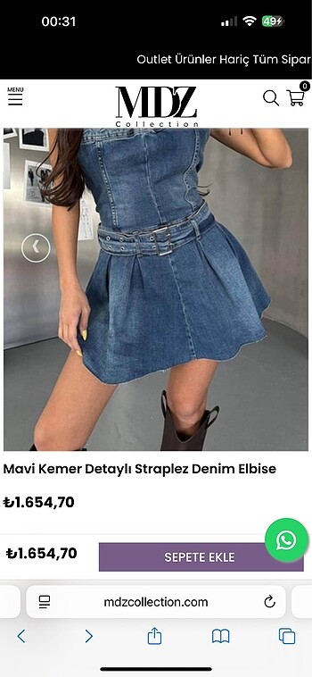 xs Beden Denim kot elbise