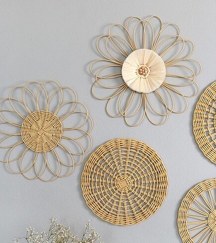 Ikea Hasır doğal rattan duvar süsü süsleri set
