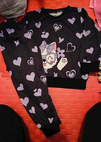 Kız Çocuk Pembe Baskılı Fermuarlı Eşofman Takımı - Görsel 7