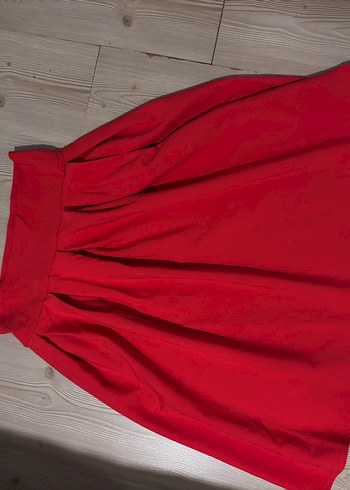 Kırmızı Pilili Midi Eteği (nar çiçeği) - Görsel 2