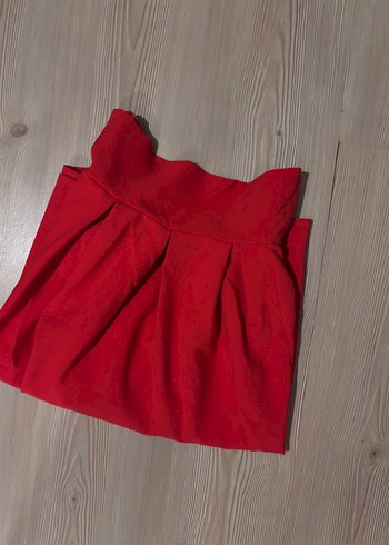 Kırmızı Pilili Midi Eteği (nar çiçeği) - Görsel 3