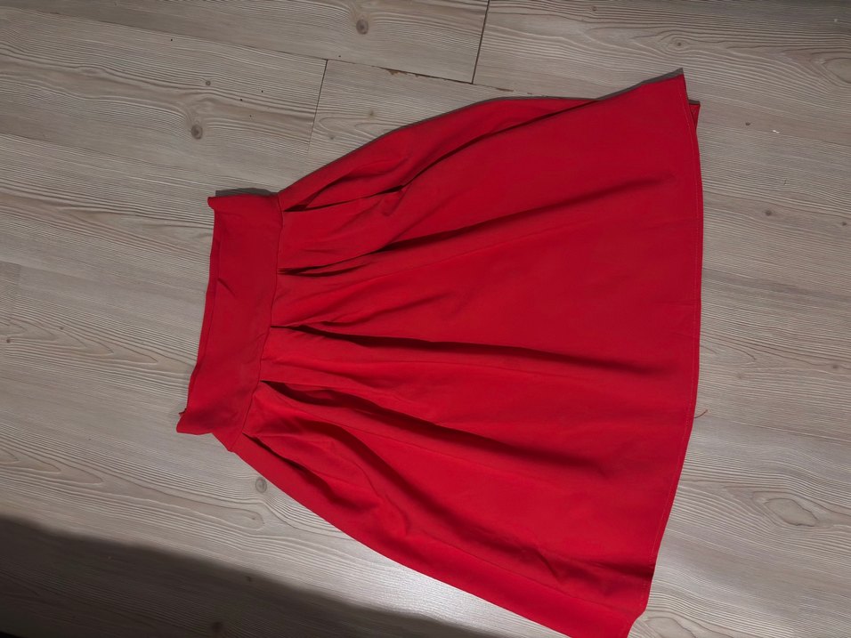 Kırmızı Pilili Midi Eteği (nar çiçeği) - Görsel 2