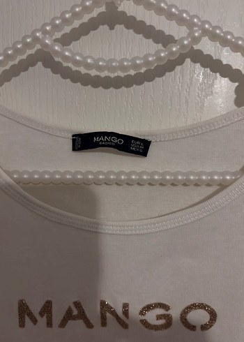 Mango Logolu Beyaz Kadın Tişört - Görsel 2