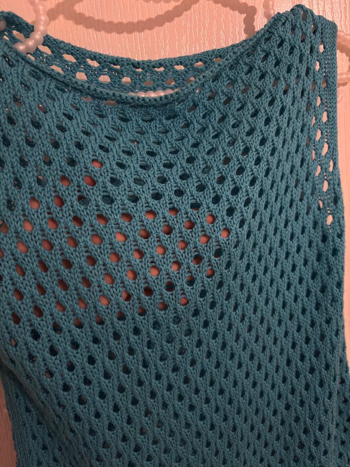 Mavi Örgü Kolsuz Kadın Süveter - Görsel 2