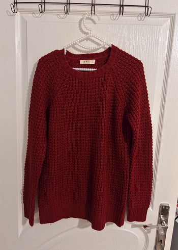 Bordo Örgü Kadın Kazak - Görsel 3