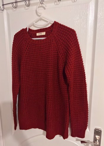 Bordo Örgü Kadın Kazak - Görsel 2