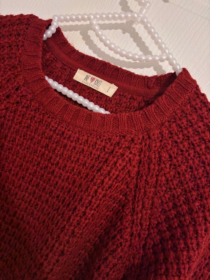 Bordo Örgü Kadın Kazak - Görsel 4