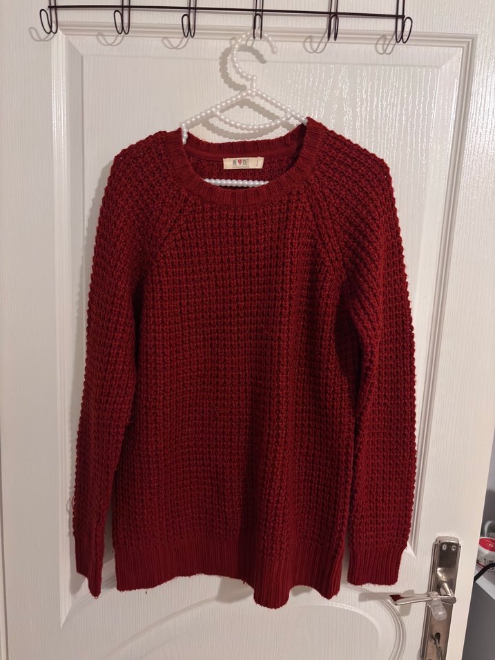 Bordo Örgü Kadın Kazak - Görsel 3