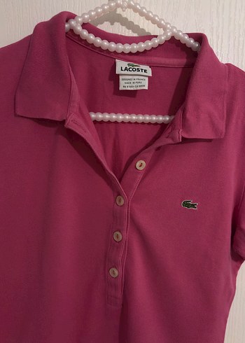 Orjinal Lacoste Pembe Düğmeli Polo Tişört - Görsel 2