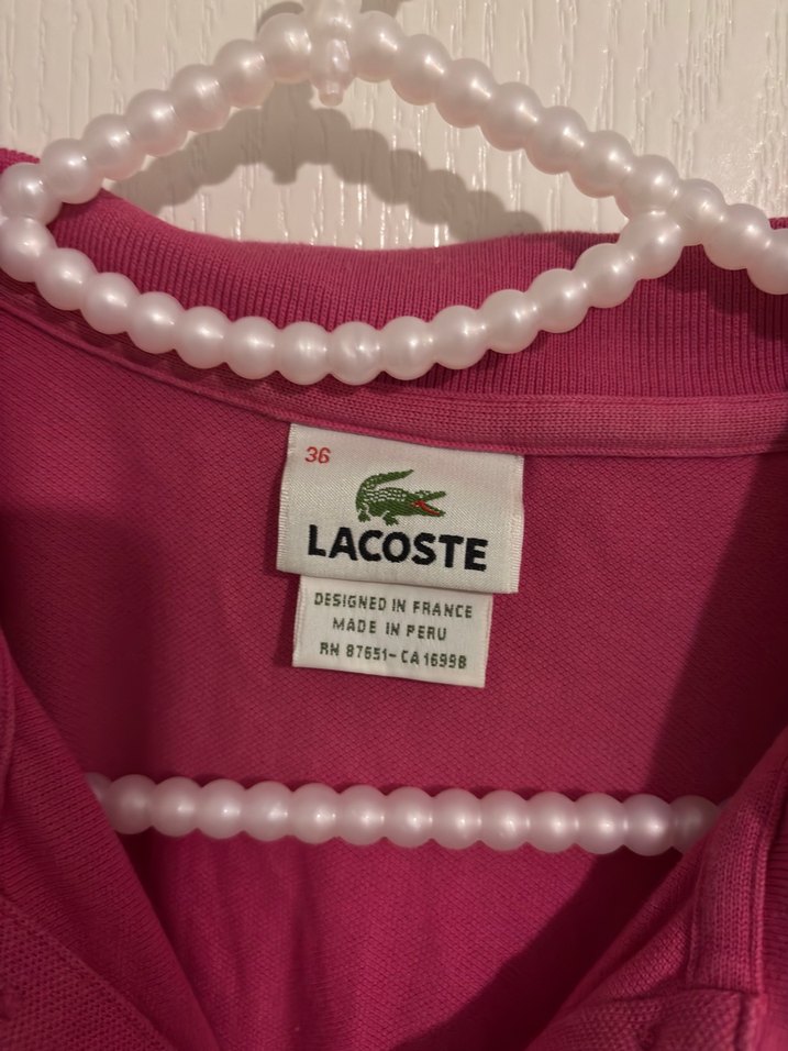Orjinal Lacoste Pembe Düğmeli Polo Tişört - Görsel 3
