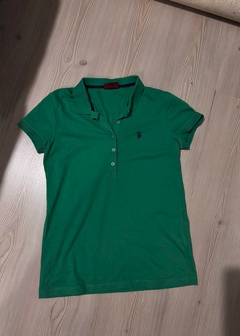 Orjinal Polo assn Yeşil Polo Yaka Kısa Kollu Kadın Tişört - Görsel 2