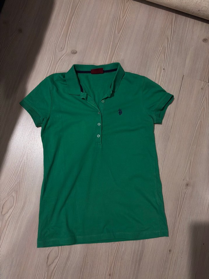 Orjinal Polo assn Yeşil Polo Yaka Kısa Kollu Kadın Tişört - Görsel 2