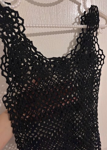 Dantel Detaylı Siyah Örgü Kadın Yelek - Görsel 2