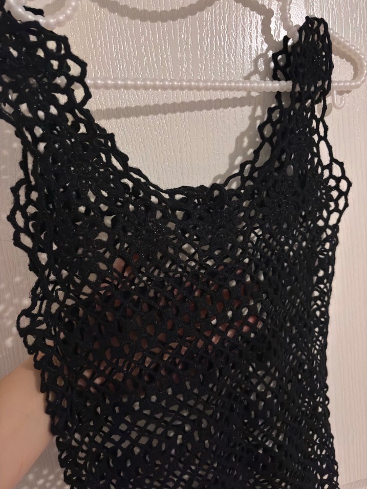 Dantel Detaylı Siyah Örgü Kadın Yelek - Görsel 2