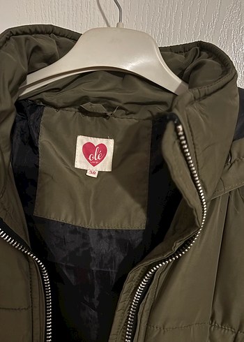 Fermuarlı Kapüşonlu Yeşil Kadın Kışlık Mont - Görsel 2