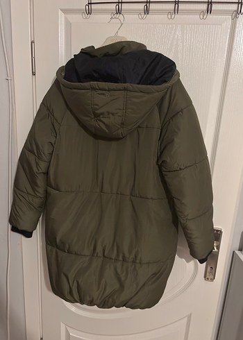 Fermuarlı Kapüşonlu Yeşil Kadın Kışlık Mont - Görsel 4