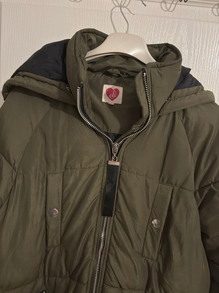 Fermuarlı Kapüşonlu Yeşil Kadın Kışlık Mont - Görsel 3